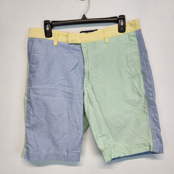 Chaps Pastel Colorblock Shorts Mens 32 Blue Green Pockets Cotton Southern Preppy - Picture 1 of 11